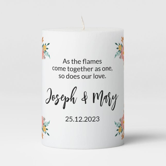 Beautiful Watercolor Wedding Ceremony Unity Candle (Front)