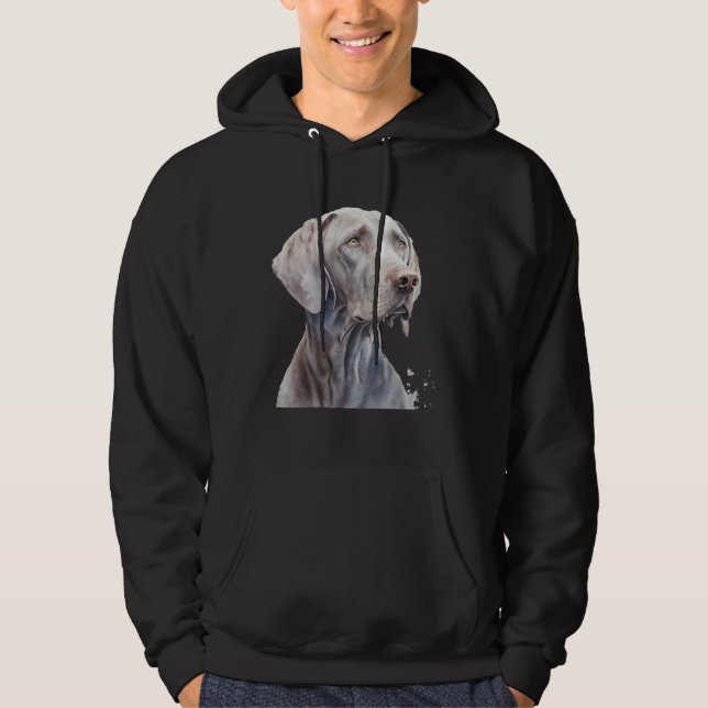 Beautiful Watercolor Weimaraner Portrait Hoodie (Front)