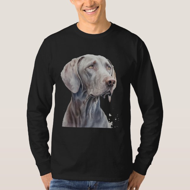 Beautiful Watercolor Weimaraner Portrait T-Shirt (Front)