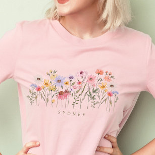 Floral T-shirt Wildflower Tee Watercolor Tshirt Boho 