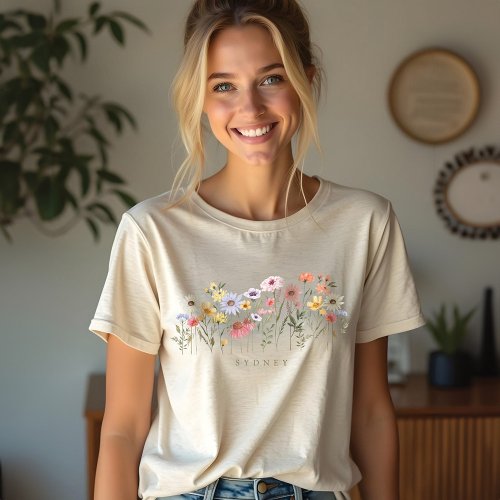 Beautiful Watercolor Wildflower Botanical Garden Tri_Blend Shirt