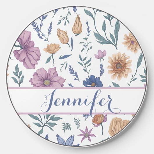 Beautiful Watercolor Wildflower pattern Wireless Charger (Front)