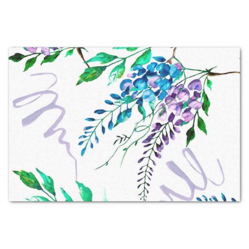 Beautiful Watercolor Wisteria Floral Design Tissue Paper