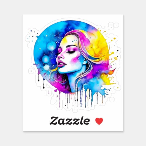 Beautiful Watercolor Woman Abstract Sticker