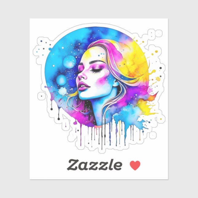 Beautiful Watercolor Woman Abstract Sticker (Sheet)