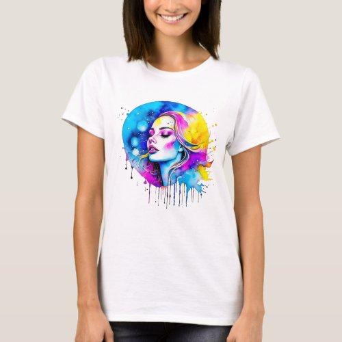 Beautiful Watercolor Woman Abstract T_Shirt