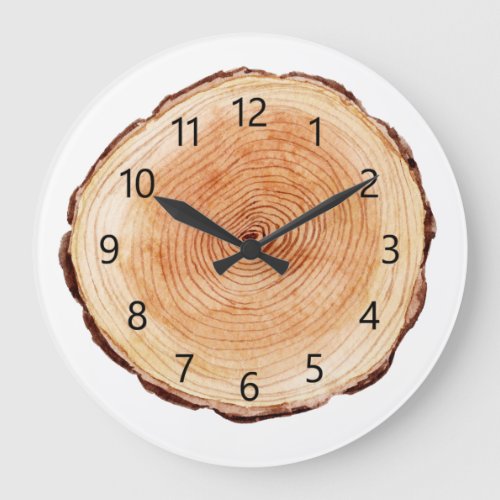 Beautiful Watercolor Wood Slice Kids Large Clock
