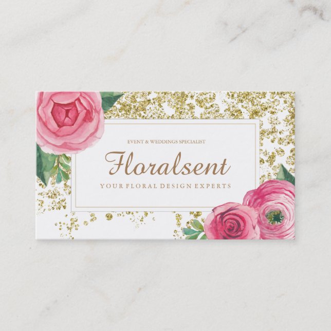 Beautiful Watercolour Floral Business Cards (Front)