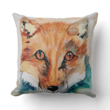 Beautiful Watercolour Fox Painting Throw Pillow