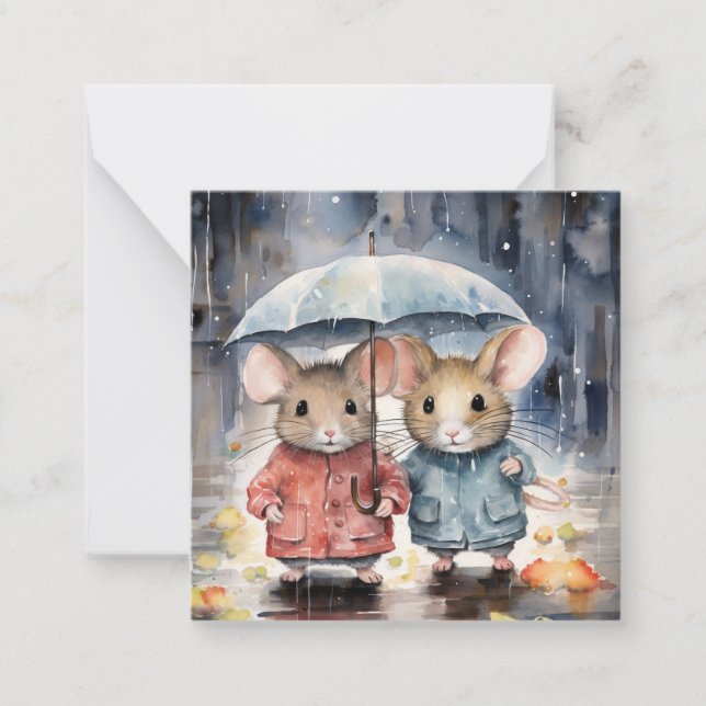 Beautiful Watercolour Mouse Card (Front)