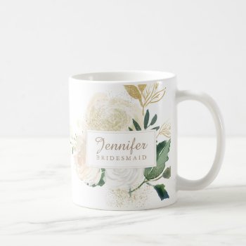 Beautiful Watercolour Roses With Gold Glitter Mug by colourfuldesigns at Zazzle