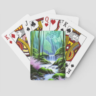 Beautiful Waterfall Forest Playing Cards