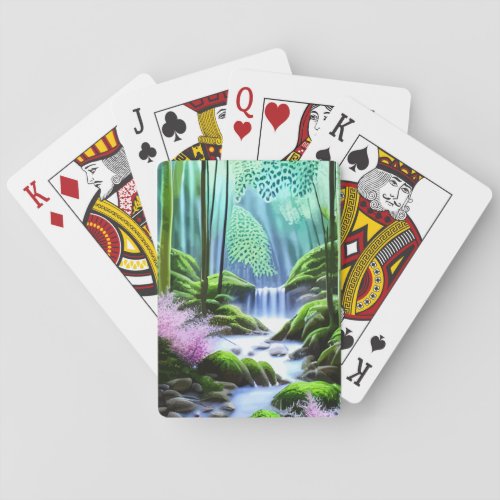 Beautiful Waterfall Forest Playing Cards