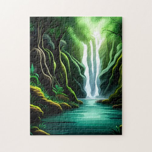 Beautiful waterfall in the Jungle Jigsaw Puzzle