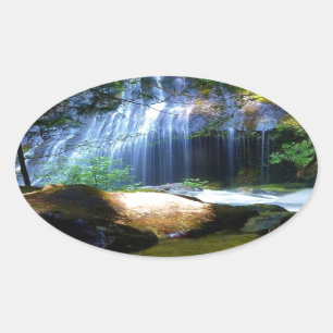 Beautiful Waterfall Jungle Landscape Oval Sticker