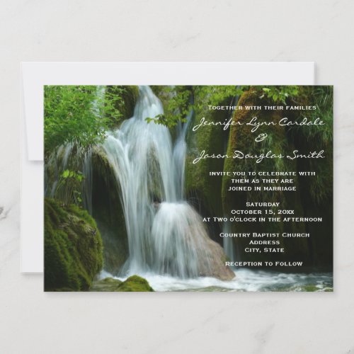 Beautiful Waterfall Nature Wedding Invitations