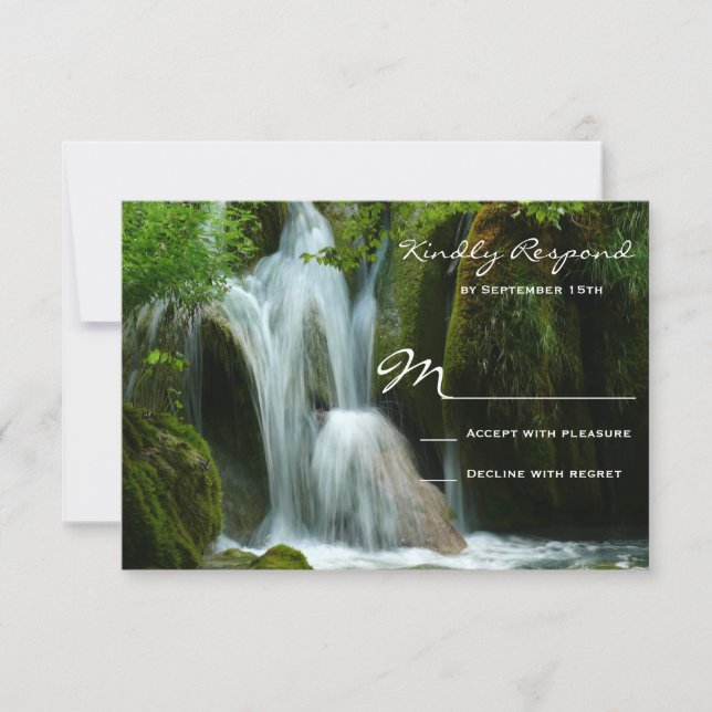 Beautiful Waterfall Nature Wedding RSVP Cards (Front)