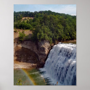 Beautiful Waterfall Rainbow Nature Photography Poster
