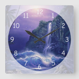 Beautiful Waterfall Square Wall Clock