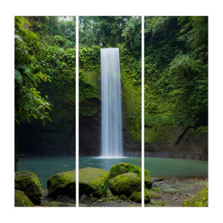 Beautiful Waterfall Tropical Rainforest Greenery Triptych