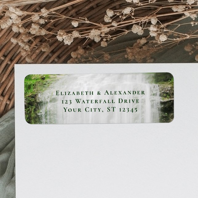 Beautiful Waterfall Wedding Return Address Label (Creator Uploaded)