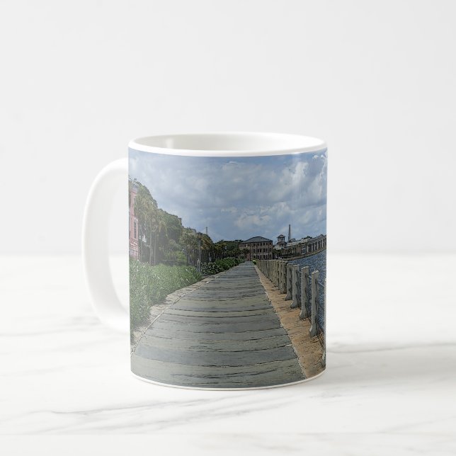 Beautiful Waterfront Walkway Coffee Mug (Front Left)