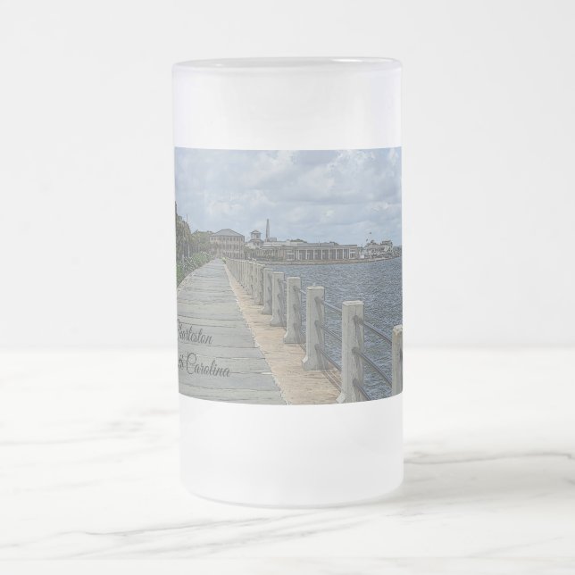 Beautiful Waterfront Walkway Frosted Mug (Center)