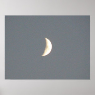 Beautiful Waxing Crescent Moon at Dusk Print
