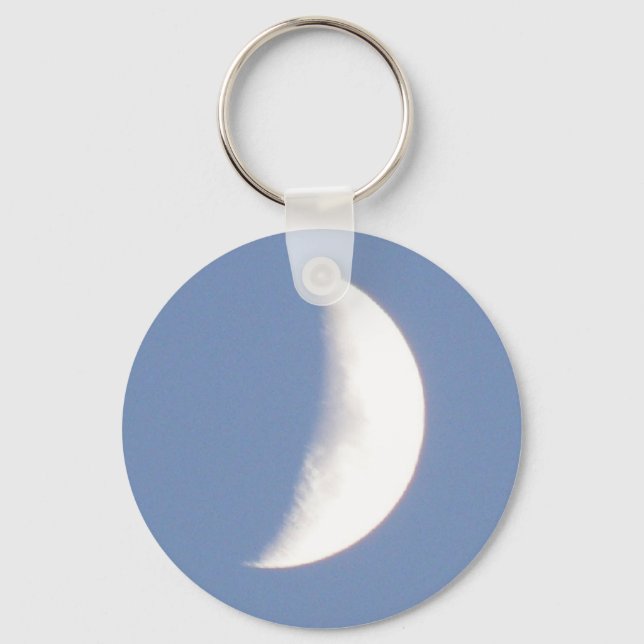 Beautiful Waxing Crescent Moon in Daylight Keychai Keychain (Front)