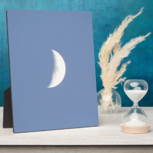 Beautiful Waxing Crescent Moon in Daylight Plaque