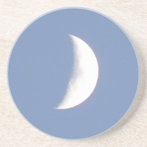 Beautiful Waxing Crescent Moon in Daylight Sandstone Coaster