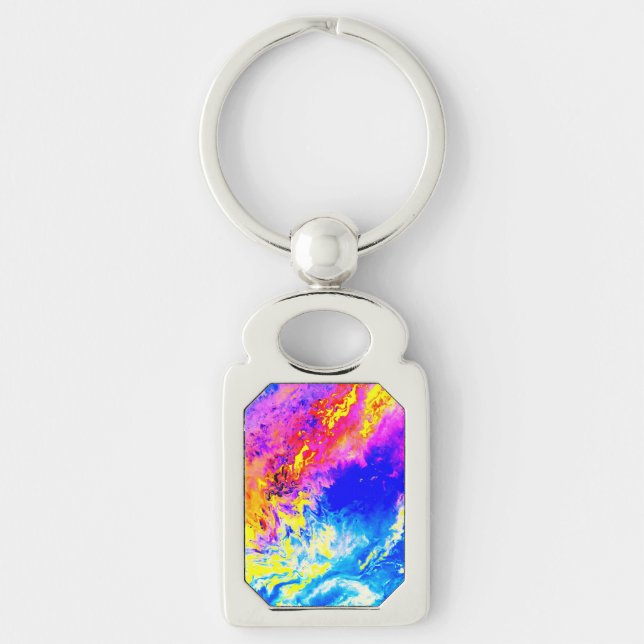 Beautiful weather Rectangle Metal Keychain (Front)