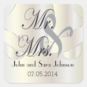 Beautiful Wedding Bells Personalized Square Sticker