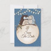 Beautiful Wedding Blue Brown Owl Glitter Save The  Save The Date (Front)