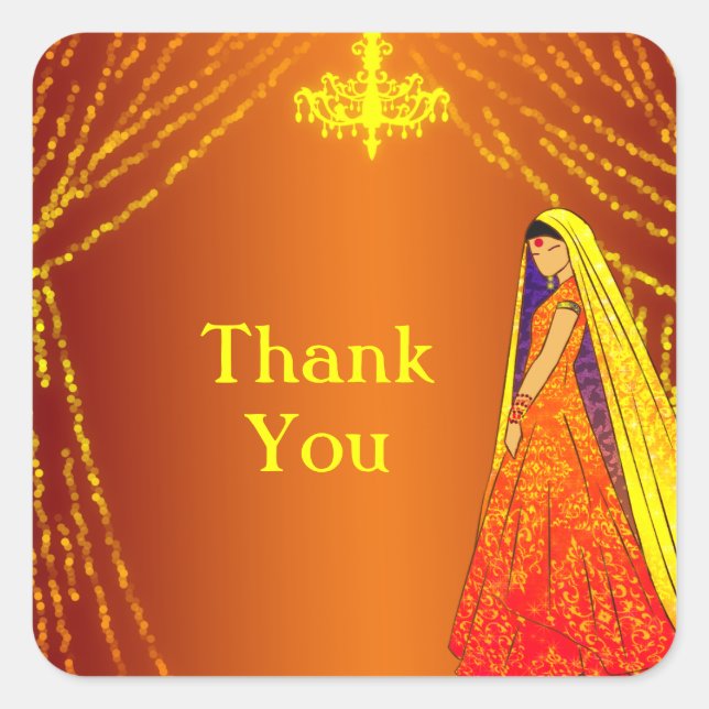 Beautiful Wedding Bride Thank You Favor Sticker (Front)