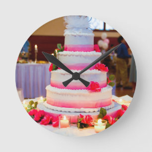 Beautiful Wedding Cake Round Clock