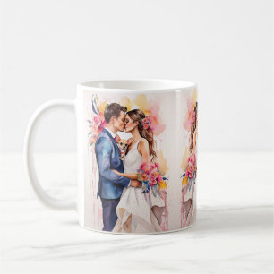 Beautiful Wedding Couple with Cute Funny Coffee Mug