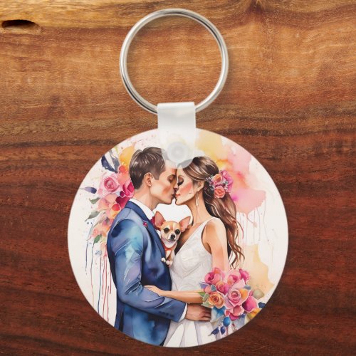 Beautiful Wedding Couple with Cute Funny  Keychain