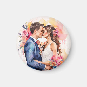 Beautiful Wedding Couple with Cute Funny Magnet
