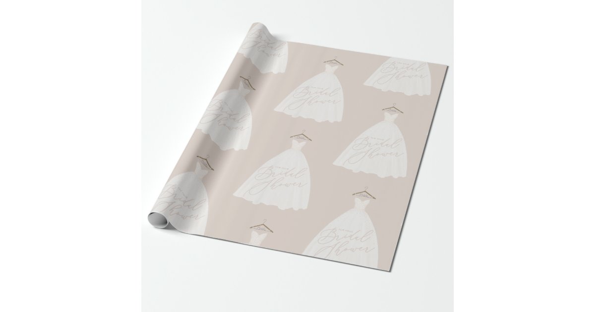Beautiful wedding dress bridal shower wrapping paper Zazzle