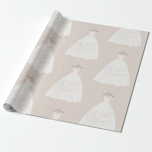 Beautiful wedding dress bridal shower wrapping paper Zazzle