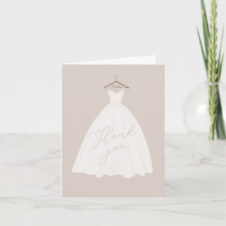 Beautiful wedding dress bridal thank you card