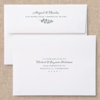 Beautiful Wedding Eucalyptus Branch Addressed Envelopes