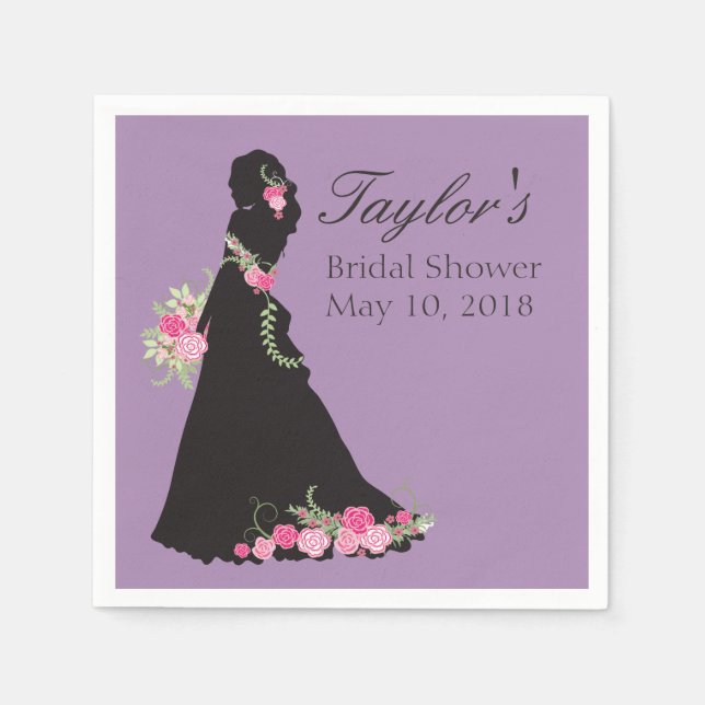 Beautiful Wedding Gown Silhouette Napkins (Front)