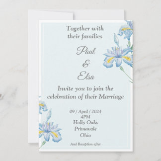 Beautiful Wedding Invitation, blue, blue flowers Invitation