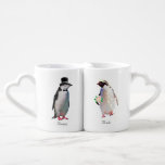 Beautiful Wedding Penguin Couple on White Coffee Mug Set<br><div class="desc">Beautiful wedding penguin couple on white background. Penguins symbolize everlasting love. Text only on the front side.</div>