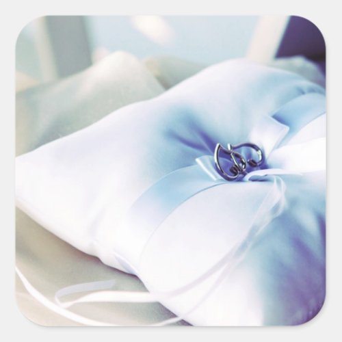 Beautiful Wedding Ring Pillow Square Sticker