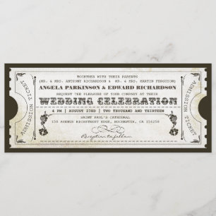 beautiful wedding vintage ticket invitations