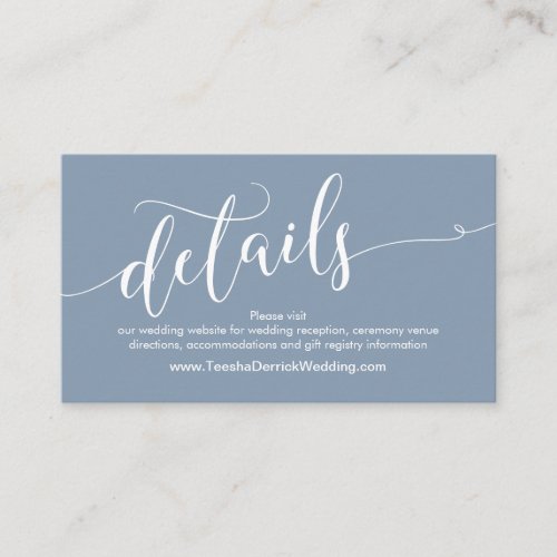 Beautiful Wedding Website Details Dusty Blue Enclosure Card