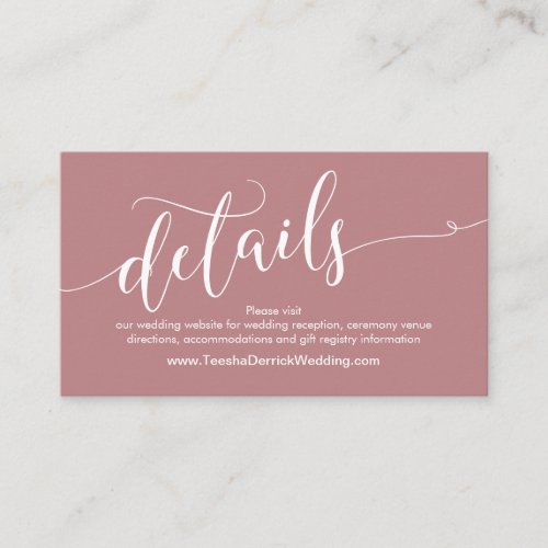 Beautiful Wedding Website Details, Dusty Rose